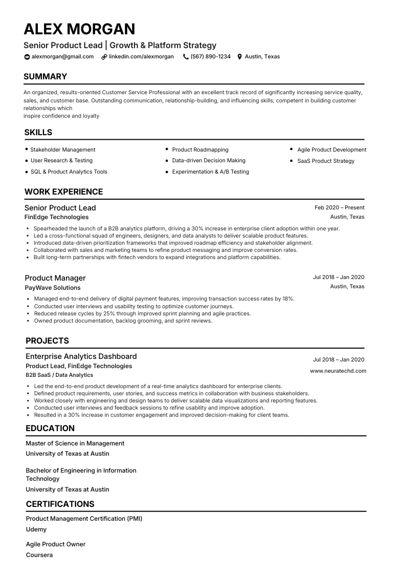 Standard classic ATS-friendly resume template