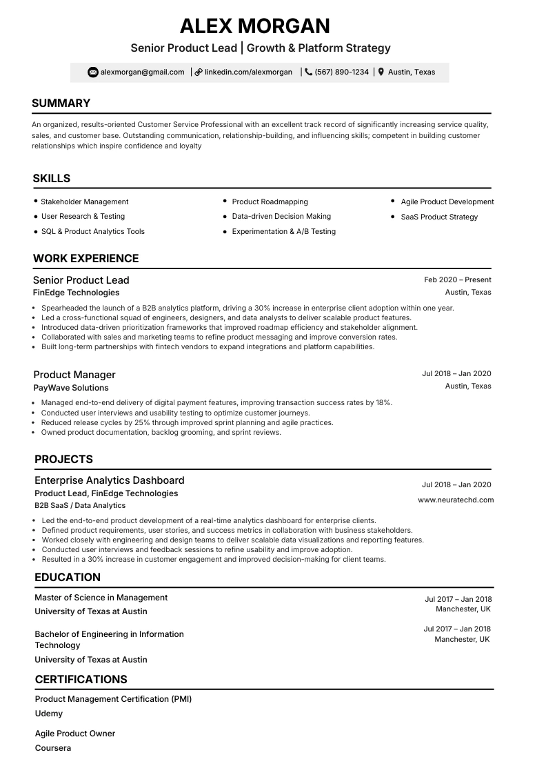 Clean software engineer CV template with compact profile summary and skills rails.